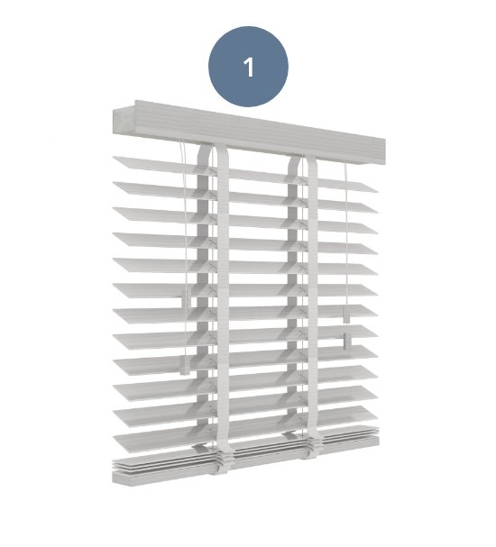 1. Pvc jaloezie wit houtnerf