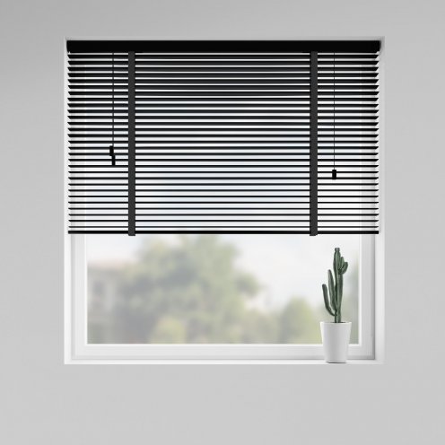 Houten jaloezie grafietzwart ladderband - 60x130cm