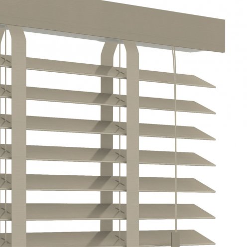 Pvc jaloezie beigegrijs houtnerf ladderband