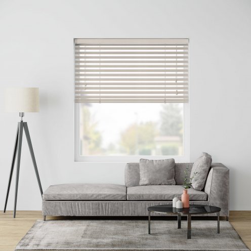 Pvc jaloezie beige houtnerf zonder ladderband