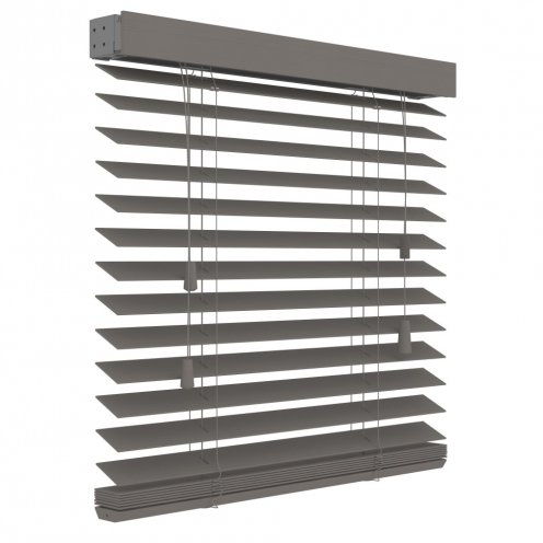 Pvc jaloezie steengrijs houtnerf zonder ladderband