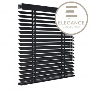 Houten jaloezie zwart ladderband premium elegance