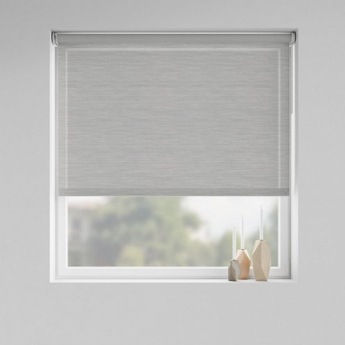 Rolgordijn grijs wit gemêleerd screen m1 semi-transparant premium
