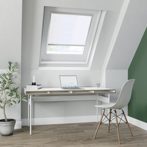 Dakraam rolgordijn modern wit lichtdoorlatend GGL 2