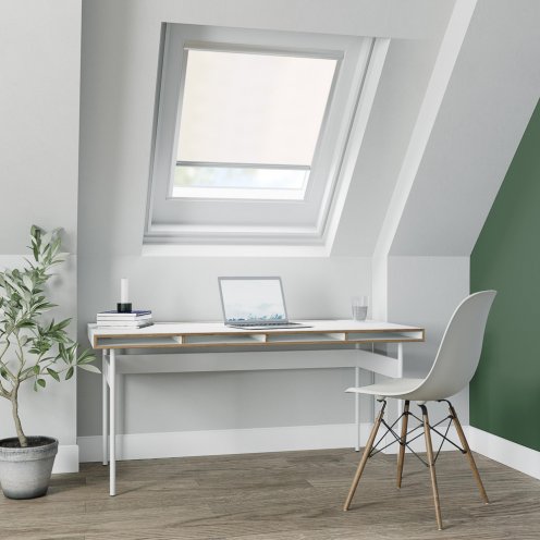 Verpletteren kleding stof Preek Dakraam rolgordijn lichtdoorlatend wit structuur GGL 606 - ilumio raamdecoratie Verpletteren kleding stof Preek Dakraam rolgordijn lichtdoorlatend wit structuur GGL 606 - ilumio raamdecoratie