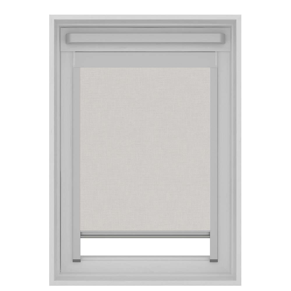 Dakraam rolgordijn semi-transparant grijs wit screen S06 - ilumio raamdecoratie